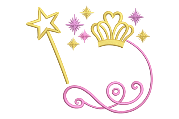 Magic Wand and Crown Embroidery Design